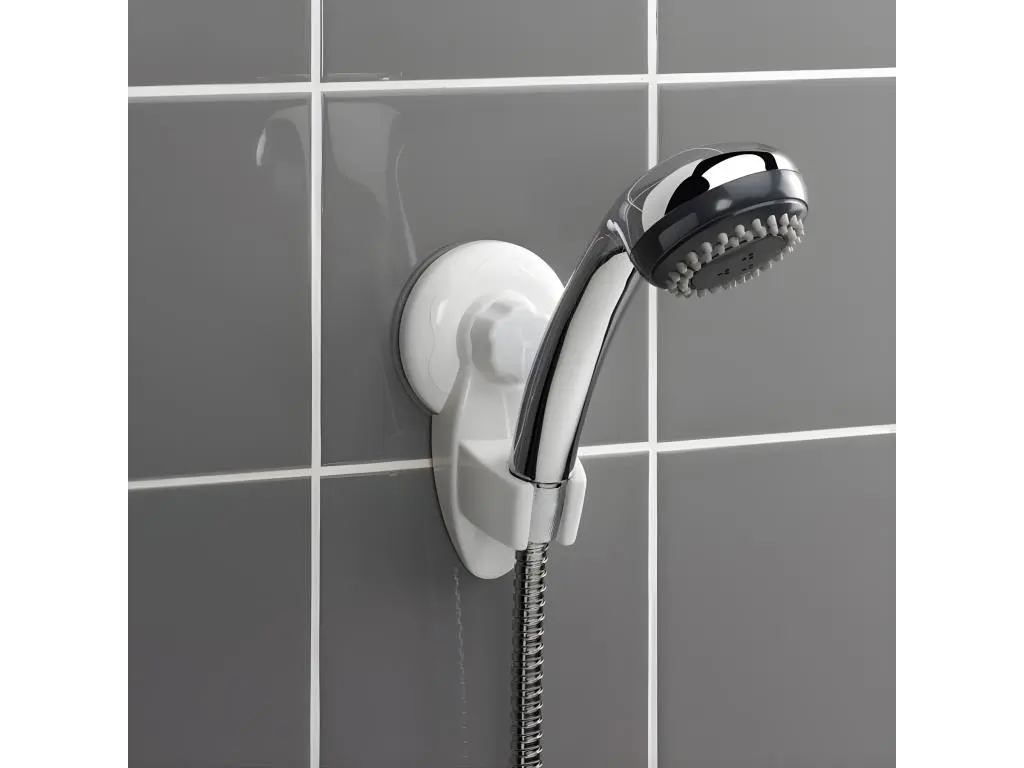 Support Douchette Design "Ventouse" 13cm Blanc