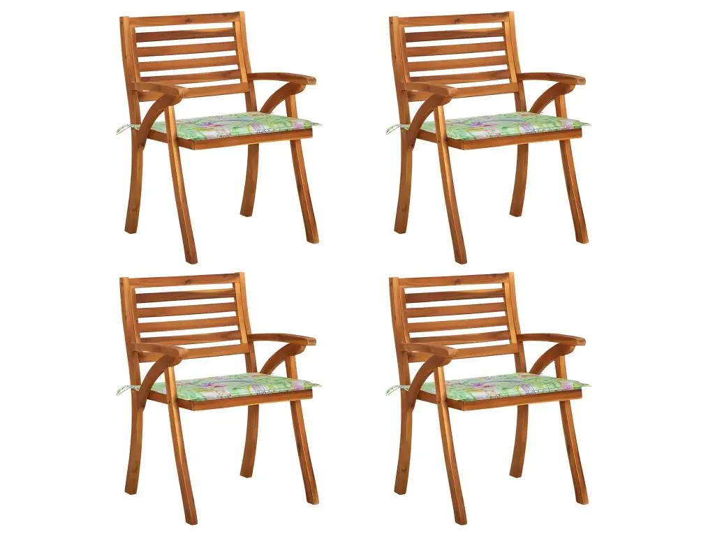 vidaxl Chaises de jardin avec coussins 4 pcs Bois de teck solide