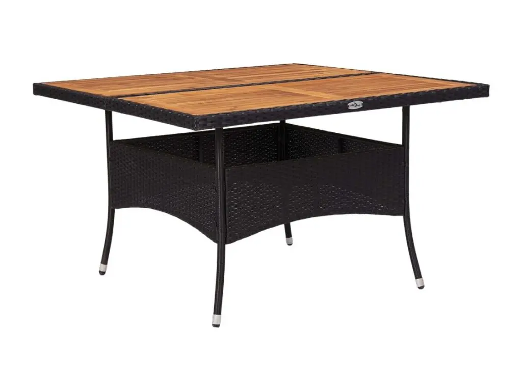 vidaxl Table d'extérieur Noir Résine tressée et bois d'acacia solide