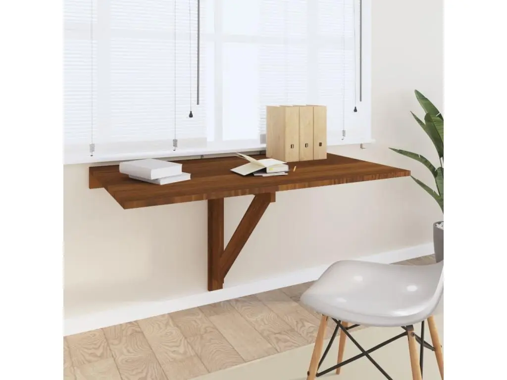 Table murale pliable Chêne marron 100x60x56cm Bois d'ingénierie