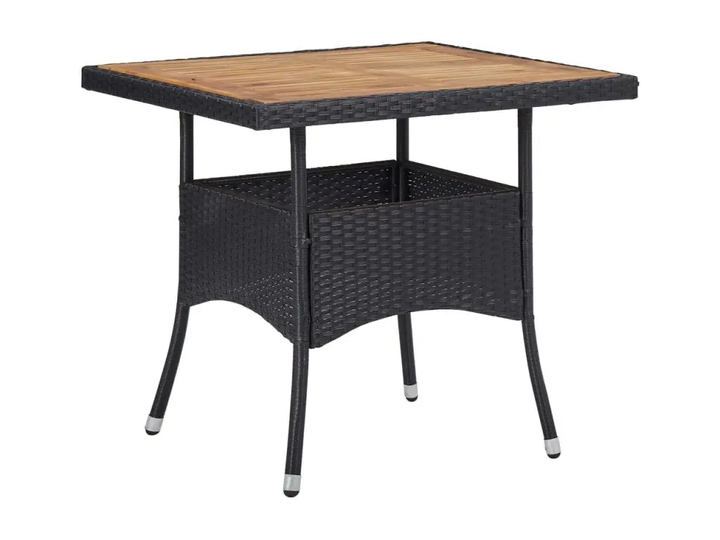vidaxl Table d'extérieur Noir Résine tressée et bois d'acacia solide