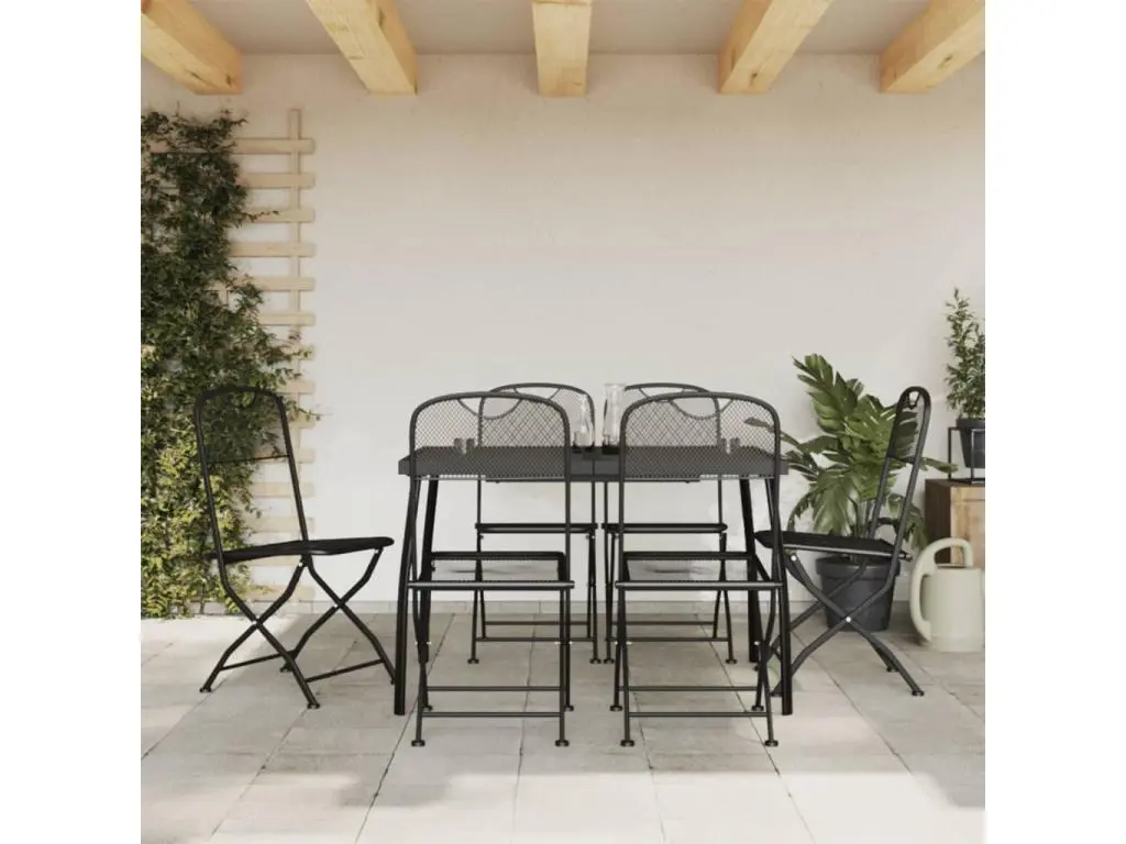 vidaxl Ensemble à manger de jardin 7 pcs anthracite métal maille