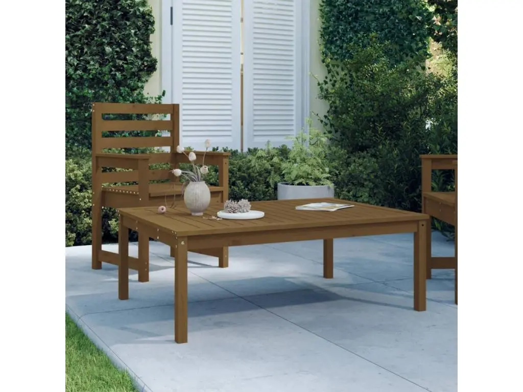 vidaxl Table de jardin marron miel 121x82,5x45 cm bois massif de pin
