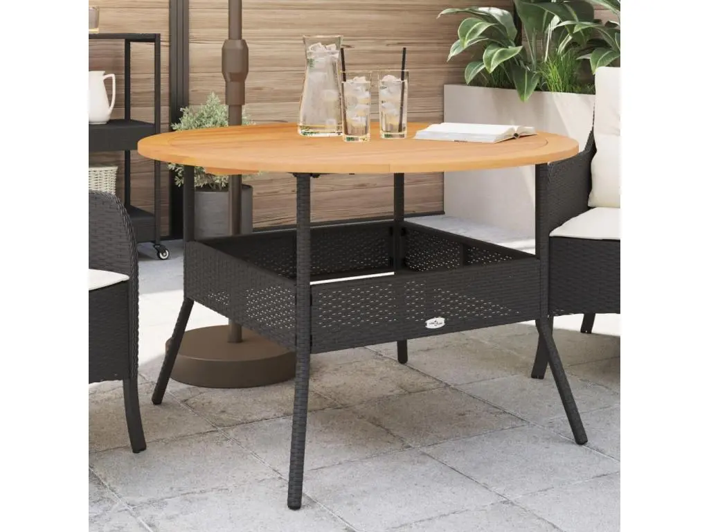 vidaxl Table de jardin et dessus en bois d'acacia noir résine tressée