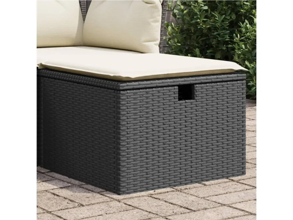 vidaxl Tabouret de jardin avec coussin noir 55x55x37 cm résine tressée