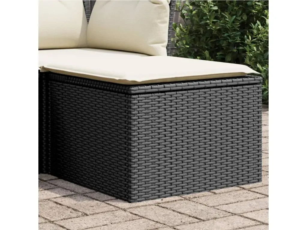 vidaxl Tabouret de jardin avec coussin noir 55x55x37 cm résine tressée