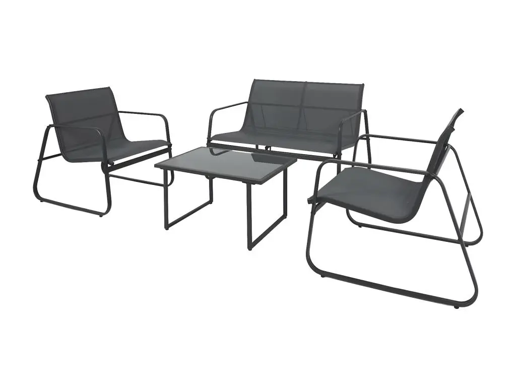 ALONZO - Ensemble Complet Salon de Jardin Gris