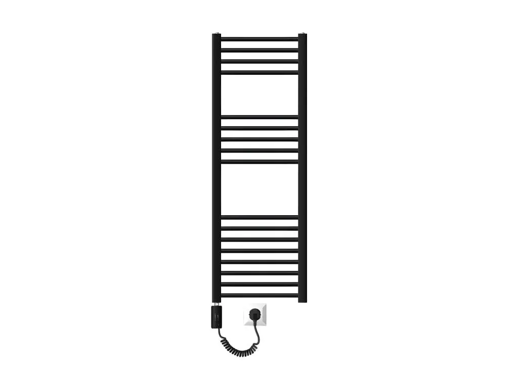 Radiateur de salle de bain Raccord latéral Noir 40x120cm avec résistance 900W