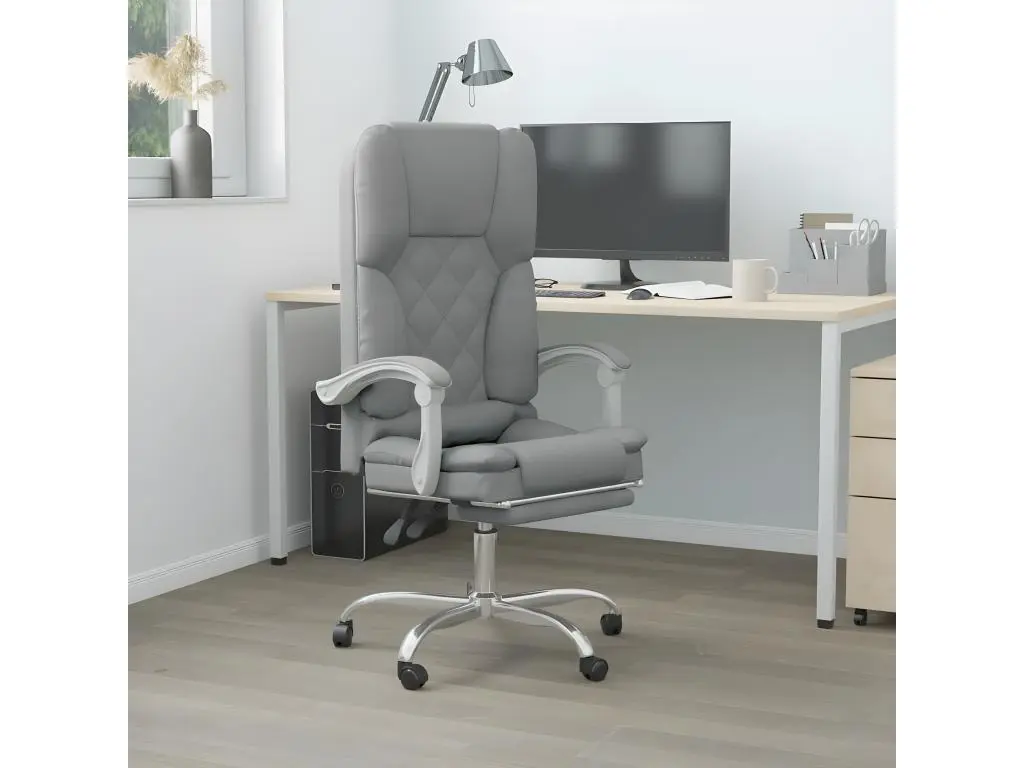 vidaxl Fauteuil de massage inclinable de bureau Gris clair Tissu