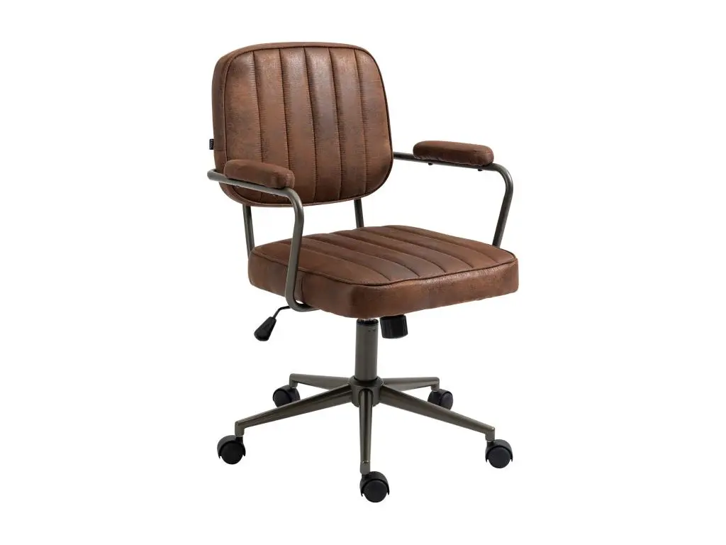 Chaise de bureau - Similicuir & Métal noir mat - Cognac - Natrona