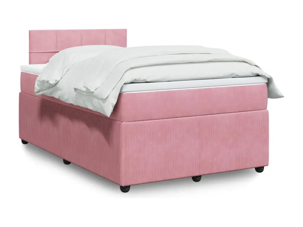 Clicnbuy Sommier à lattes de lit avec matelas Rose 120x200 cm Velours