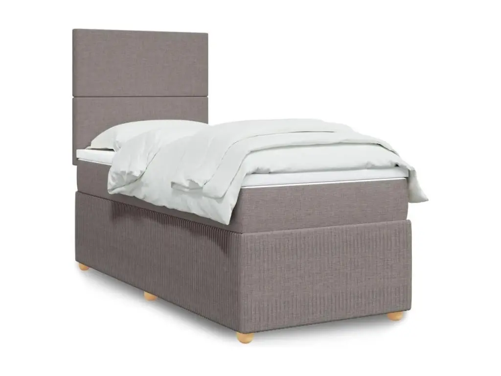 Clicnbuy Sommier à lattes de lit avec matelas Taupe 100x200 cm Tissu