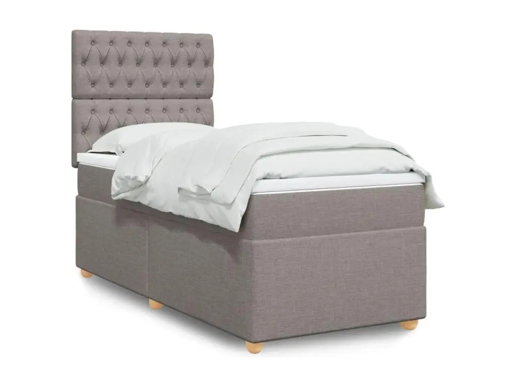 Clicnbuy Sommier à lattes de lit avec matelas Taupe 100x200 cm Tissu