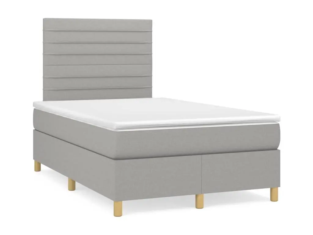 Clicnbuy Sommier à lattes de lit et matelas gris clair 120x190 cm tissu