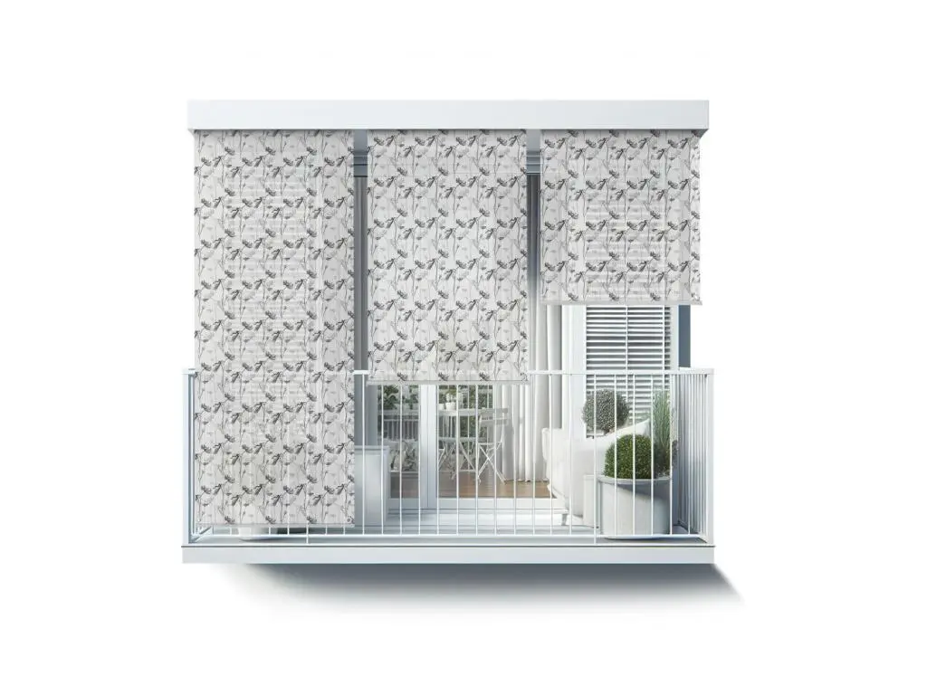 Store enrouleur extérieur élégant - 80x290 cm - Fleurs sur fond blanc Rideau de balcon, Stores enrouleurs de balcon, Rideau pare-soleil