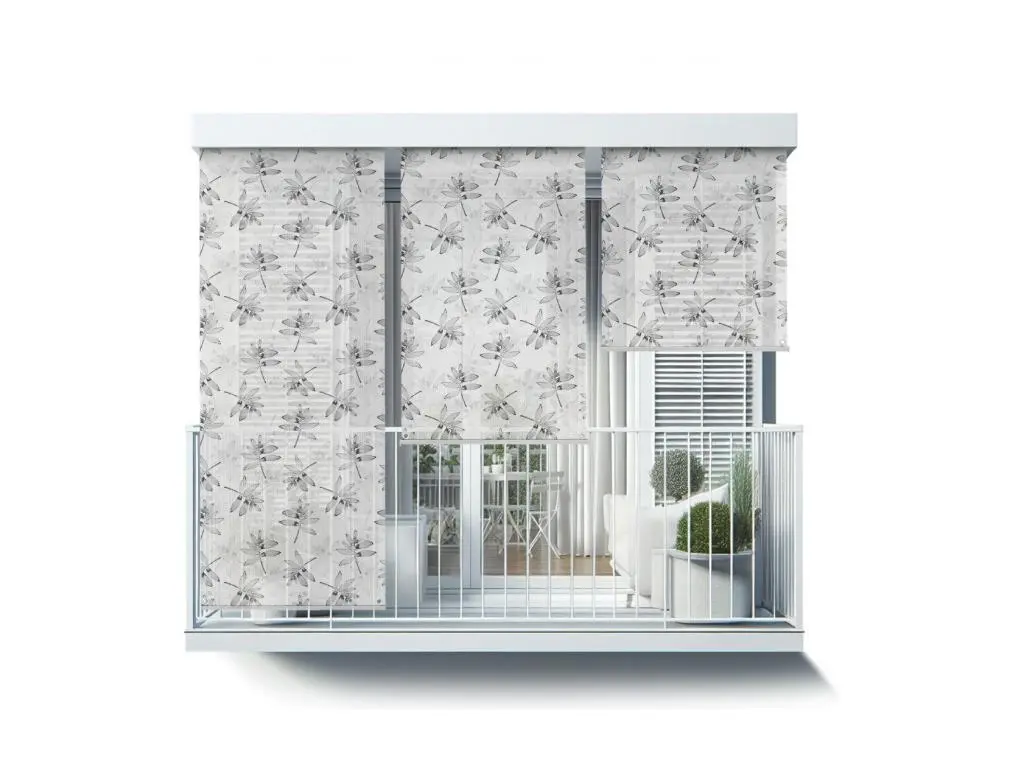 Magnifique store enrouleur extérieur - 80x290 cm - Feuilles grises Rideau de balcon, Stores enrouleurs de balcon, Rideau pare-soleil