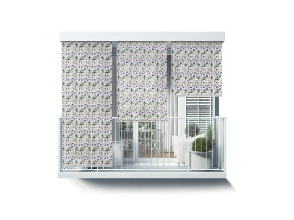 Store enrouleur extérieur original - 80x180 cm - Motif fleurs et feuilles Rideau de balcon, Stores de balcon, Rideau pare-soleil