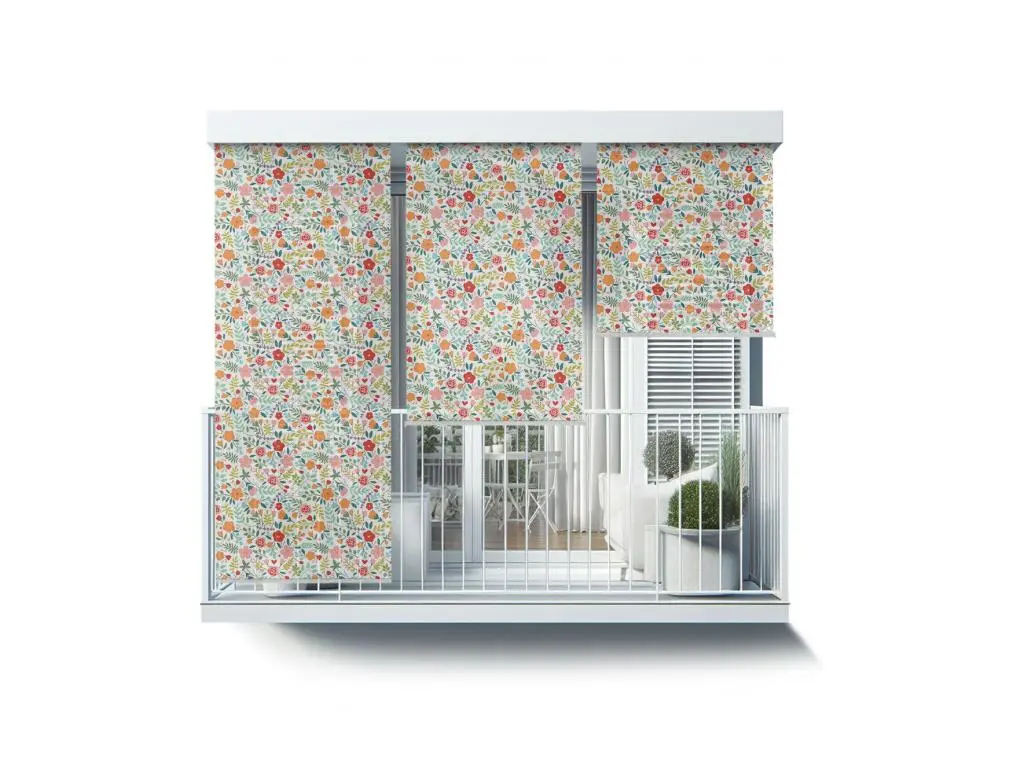 Store enrouleur extérieur unique - 80x180 cm - Prairie colorée Rideau de balcon, Stores enrouleurs de balcon, Rideau de protection solaire