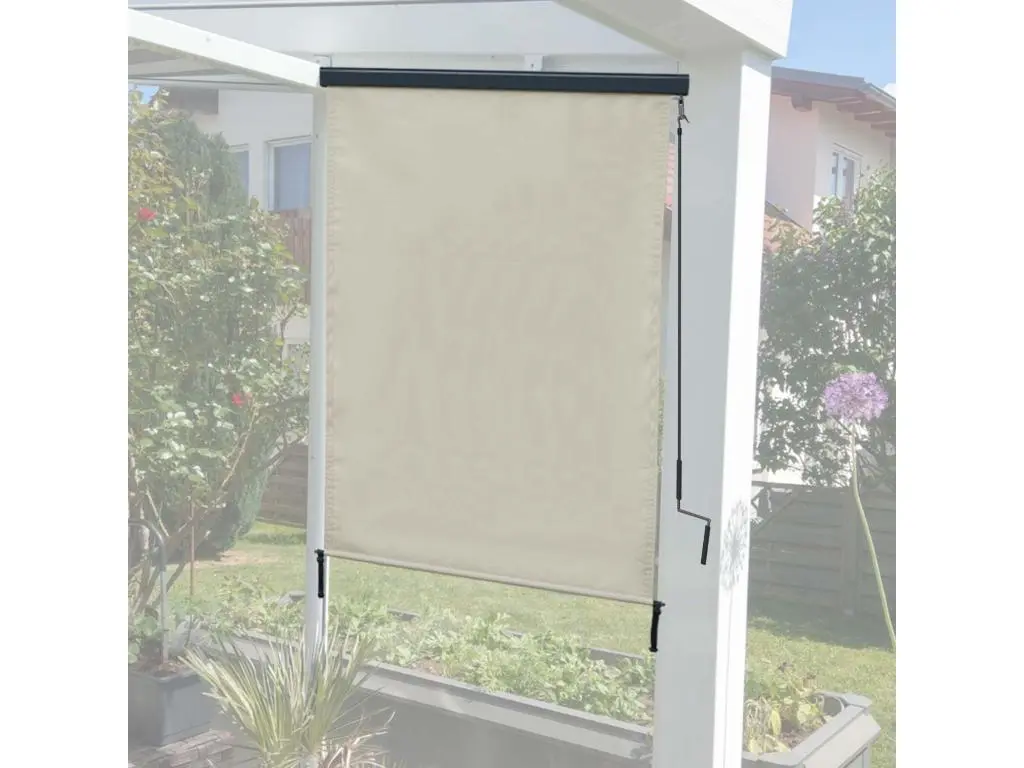 Store enrouleur vertical HWC-F42, store extérieur, Protection anti-UV 50 - 250x100 cm, crème -beige