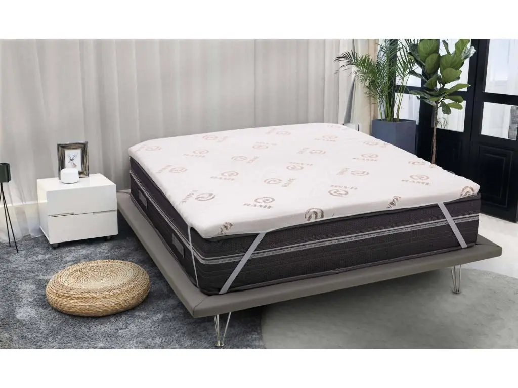 Surmatelas double Lucilla, surmatelas renouvelle avec revêtement déhoussable en mousse à mémoire de forme et fibres de cuivre, 100% Made in Italy, anti-acariens et hypoallergénique, 160x190h5 cm