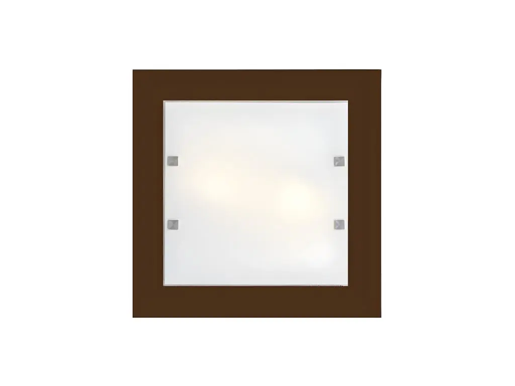 BROOK Plafonnier, 2XE27, max 42W, métal/verre, marron corten, 40x40cm