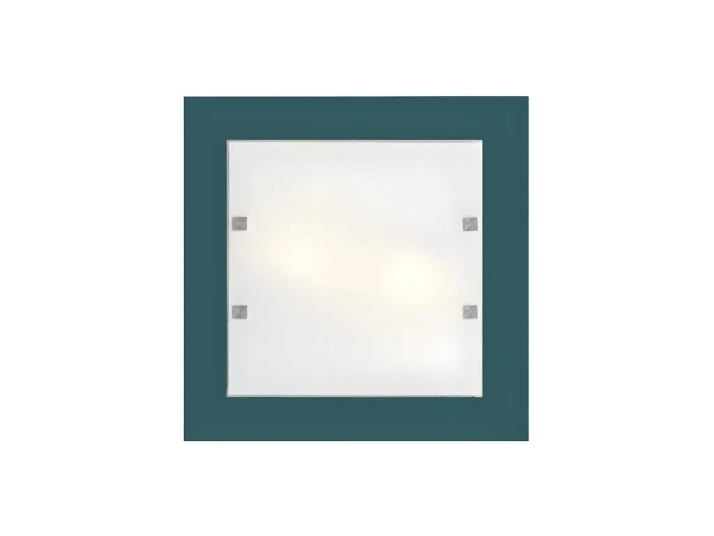 BROOK Plafonnier, 2XE27, max 42W, métal/verre, bleu méditerranéen, 40x40cm