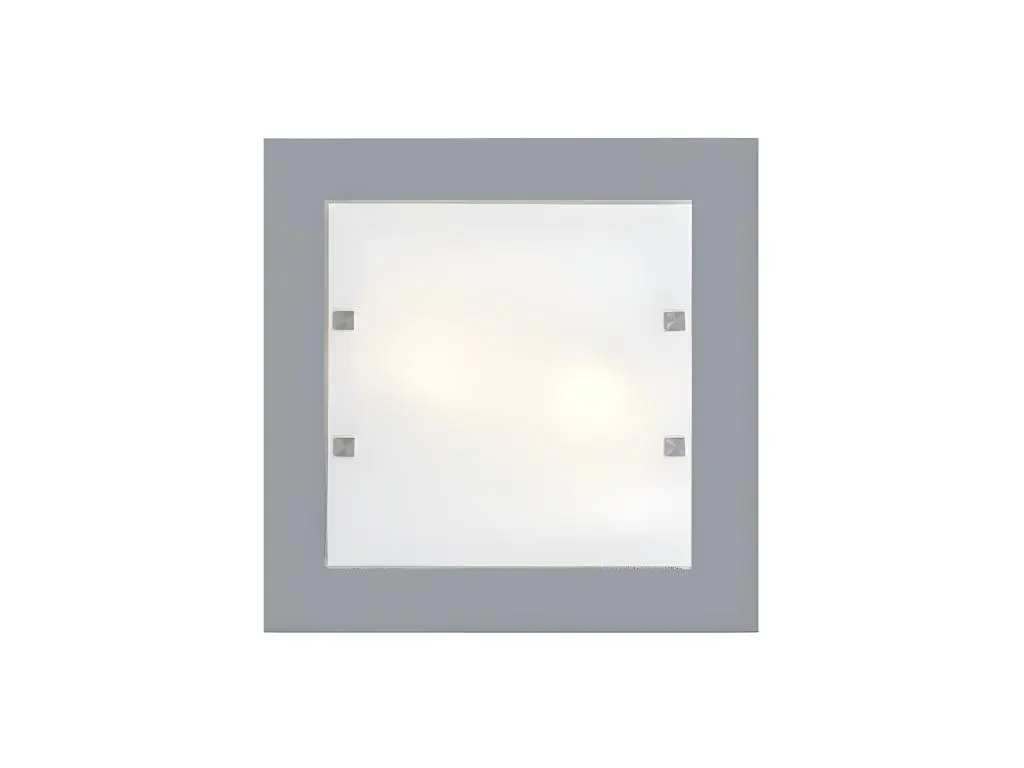 BROOK Plafonnier, 2XE27, max 42W, métal/verre, gris, 40x40cm