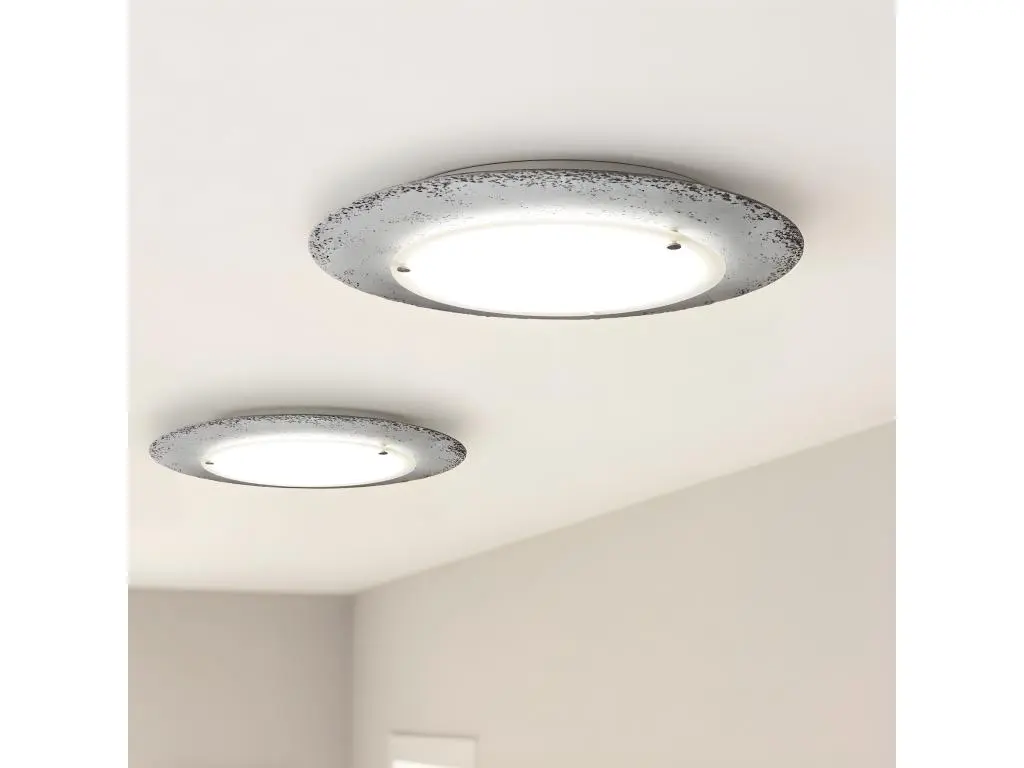 BETON Plafonnier, LED INTÉGRÉE, 30W, 4000K,finition béton, verre, 55cm