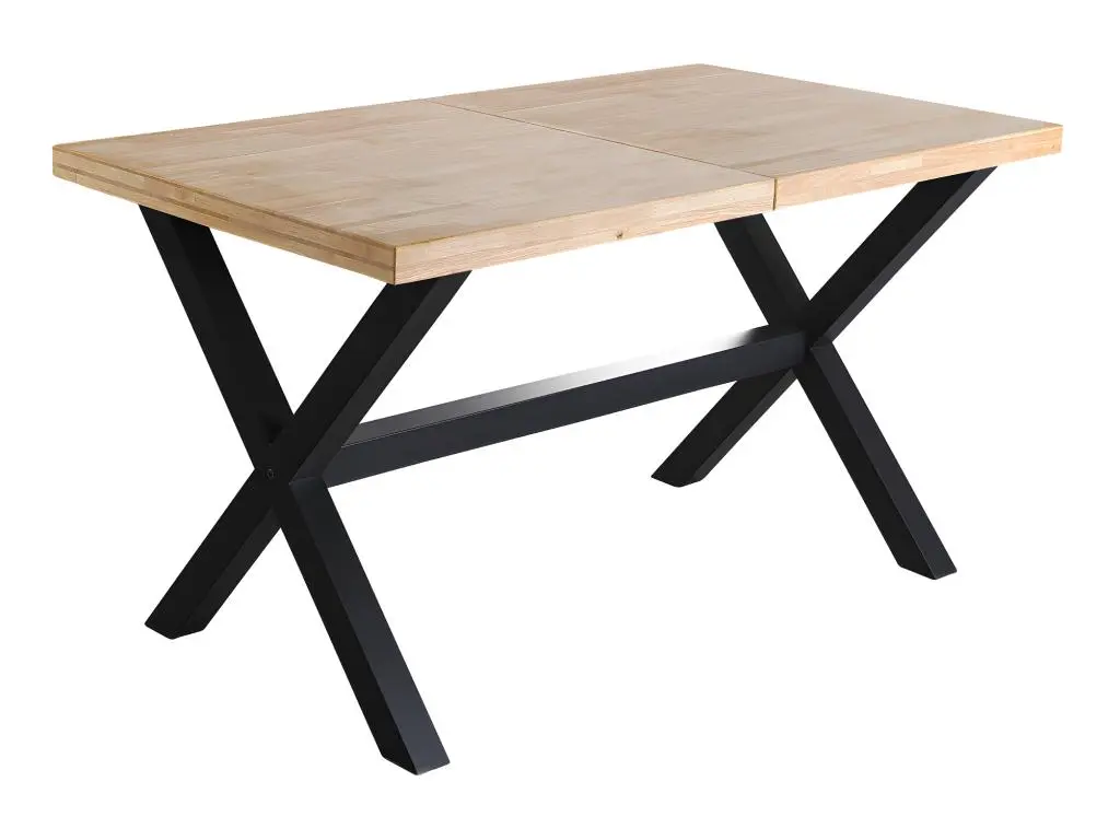 Pegane Table à manger rectangulaire extensible en bois coloris chêne / pieds noir