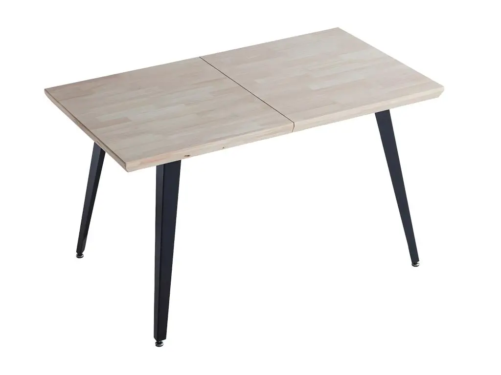 Pegane Table à manger rectangulaire extensible en bois coloris chêne / pieds noir