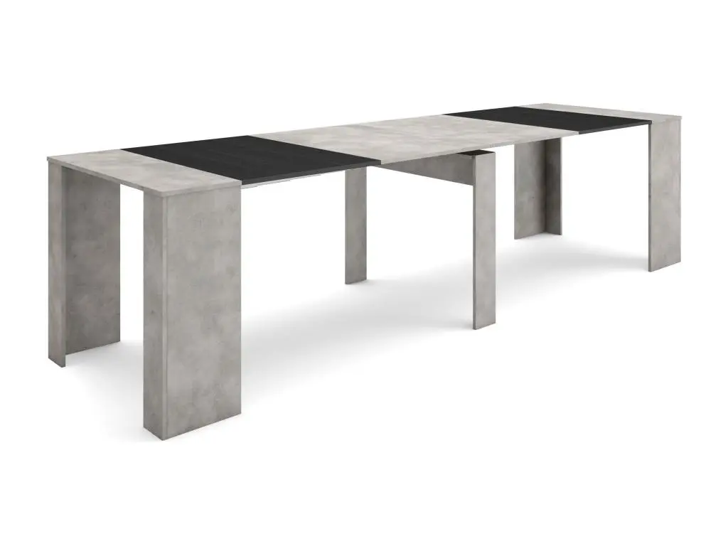 Skraut Home Table console extensible, 300, Pour 14 personnes, Table à Manger, Ciment