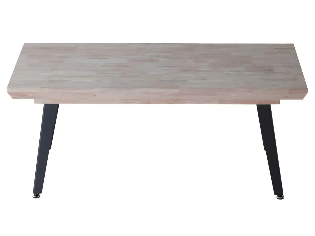 Table basse relevable en bois coloris chêne miel, pieds en métal noir