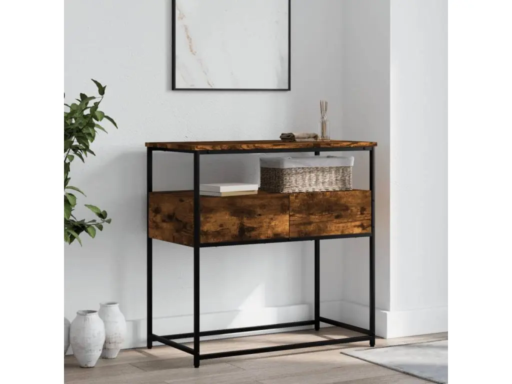 Clicnbuy Table console chêne fumé 75x40x75 cm bois d'ingénierie