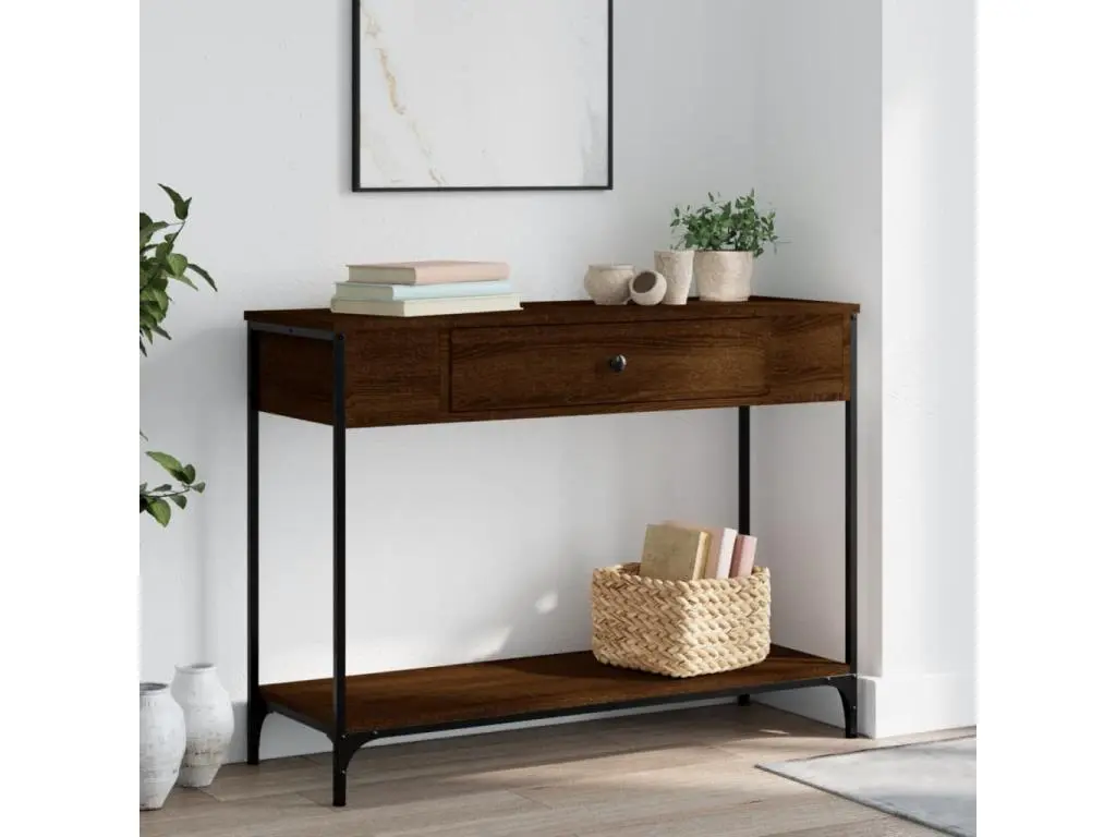 Clicnbuy Table console chêne marron 100x34,5x75 cm bois d'ingénierie