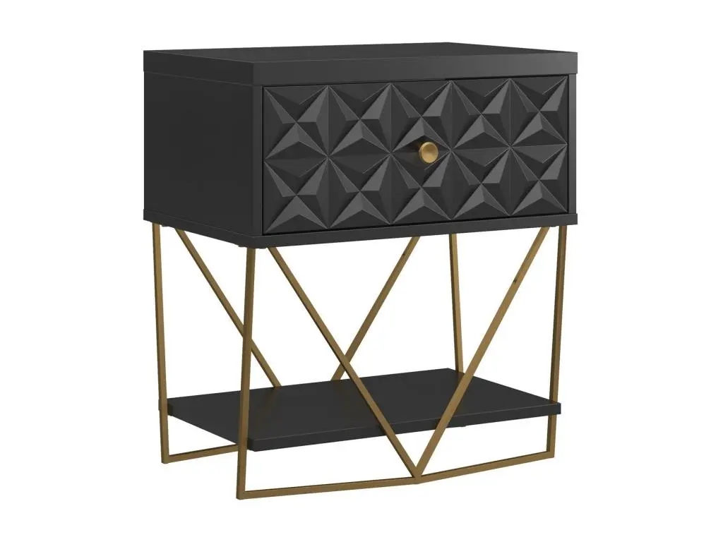 Blair | Table d'appoint avec 1 tiroir en noir - Golden Frame