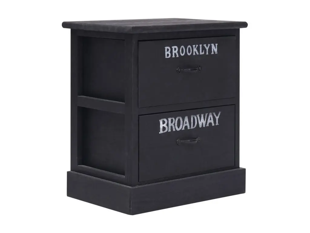 2 pcs Tables de chevet Noir 38x28x45 cm Bois de Paulownia