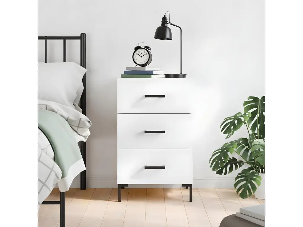 Clicnbuy Table de chevet blanc brillant 40x40x66 cm bois d'ingénierie