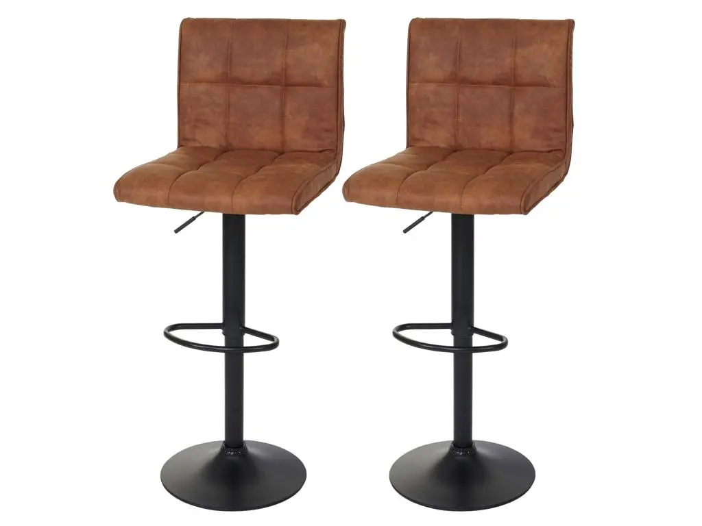 2x Tabouret de bar HWC-B13, imitation daim - vintage brun clair
