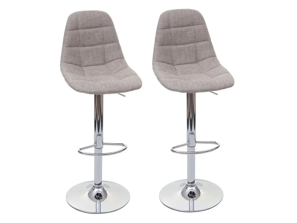 2x Tabouret de bar HWC-A67, tabouret de bar - gris crème, textile