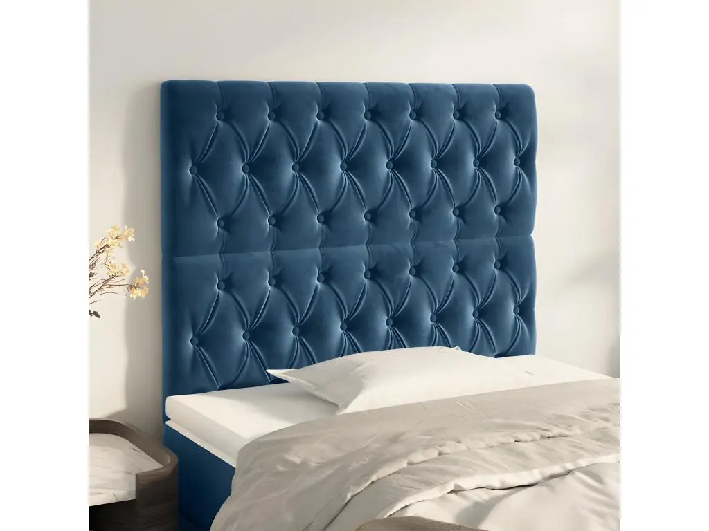 vidaxl Têtes de lit 2 pcs Bleu foncé 90x7x78/88 cm Velours