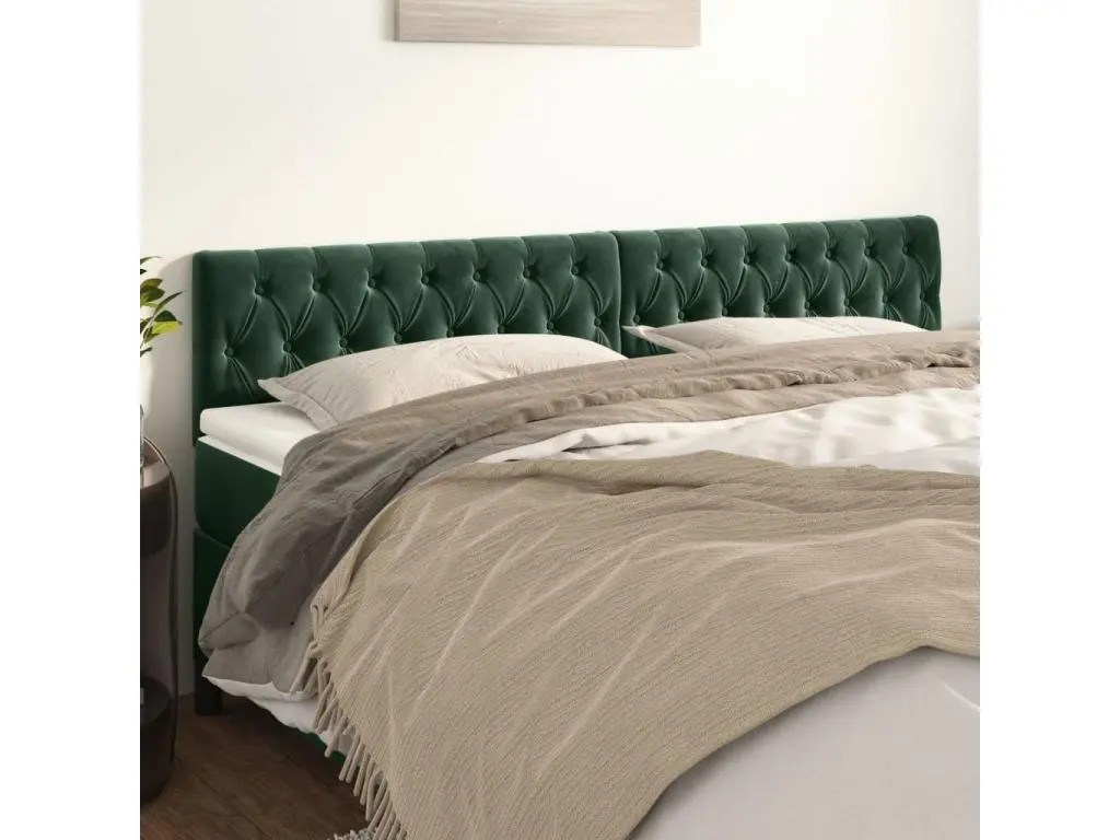 vidaxl Têtes de lit 2 pcs Vert foncé 90x7x78/88 cm Velours