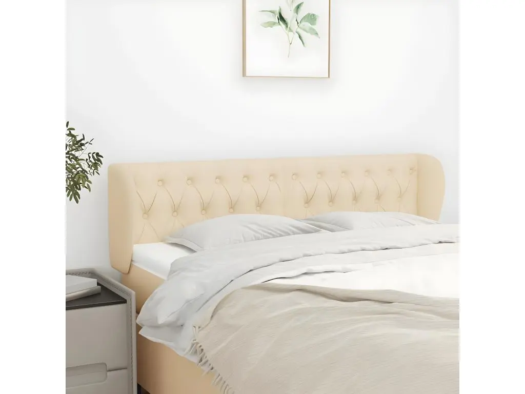 vidaxl Tête de lit avec oreilles Crème 147x23x78/88 cm Tissu