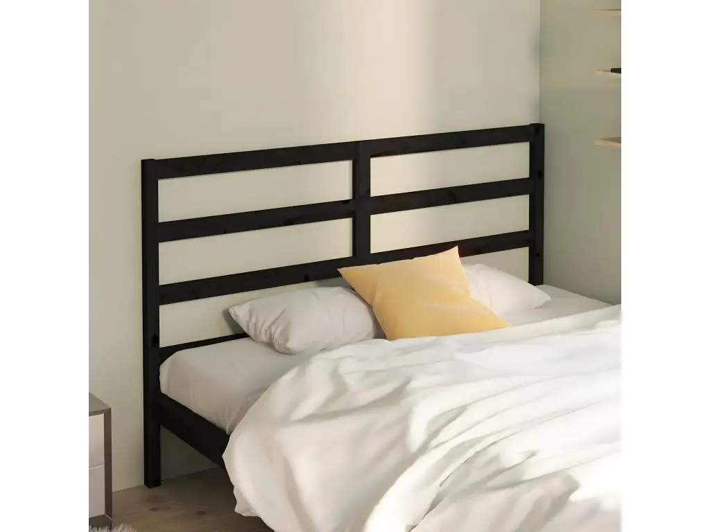 vidaxl Tête de lit Noir 146x4x100 cm Bois massif de pin