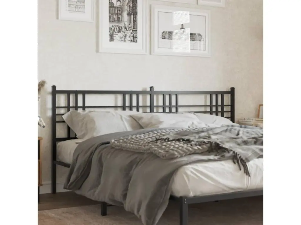 vidaxl Tête de lit métal noir 180 cm