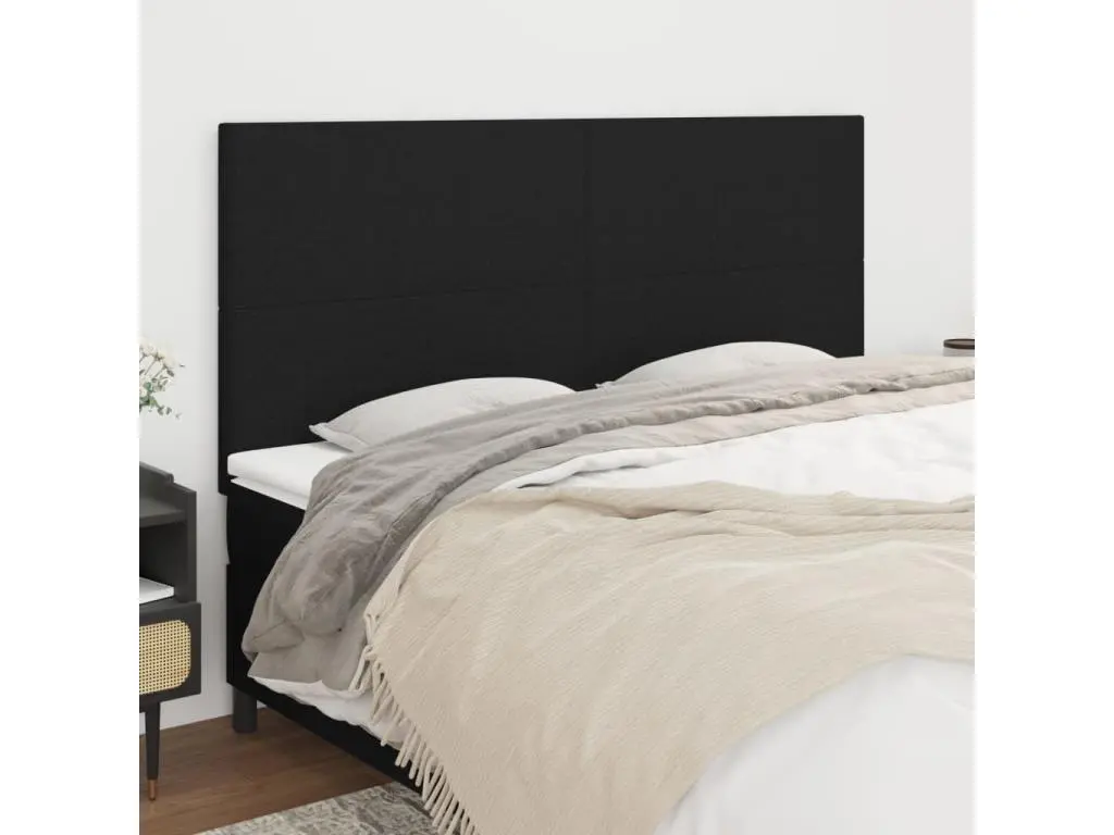 vidaxl Têtes de lit 4 pcs Noir 100x5x78/88 cm Tissu