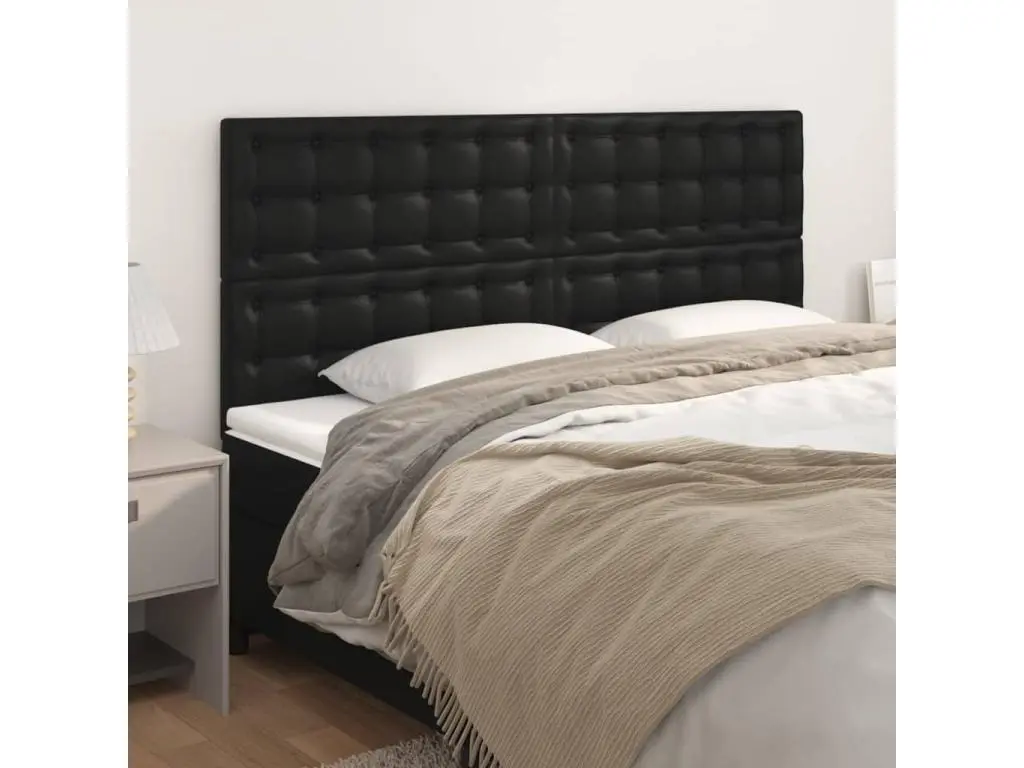 vidaxl Têtes de lit 4 pcs Noir 100x5x78/88 cm Similicuir