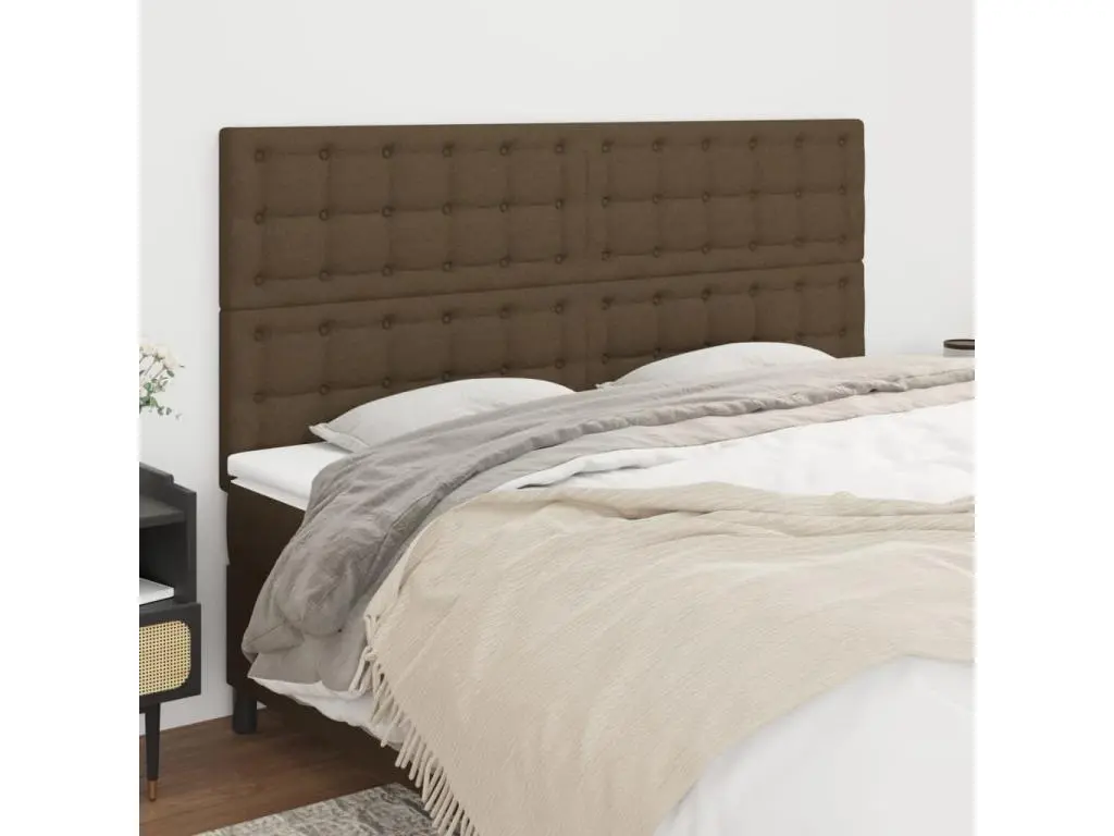 vidaxl Têtes de lit 4 pcs Marron Foncé 90x5x78/88 cm Tissu
