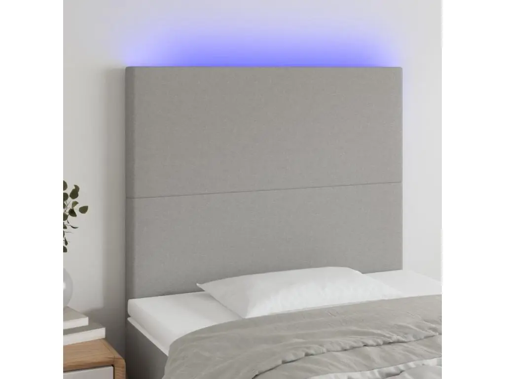vidaxl Tête de lit à LED Gris clair 80x5x118/128 cm Tissu