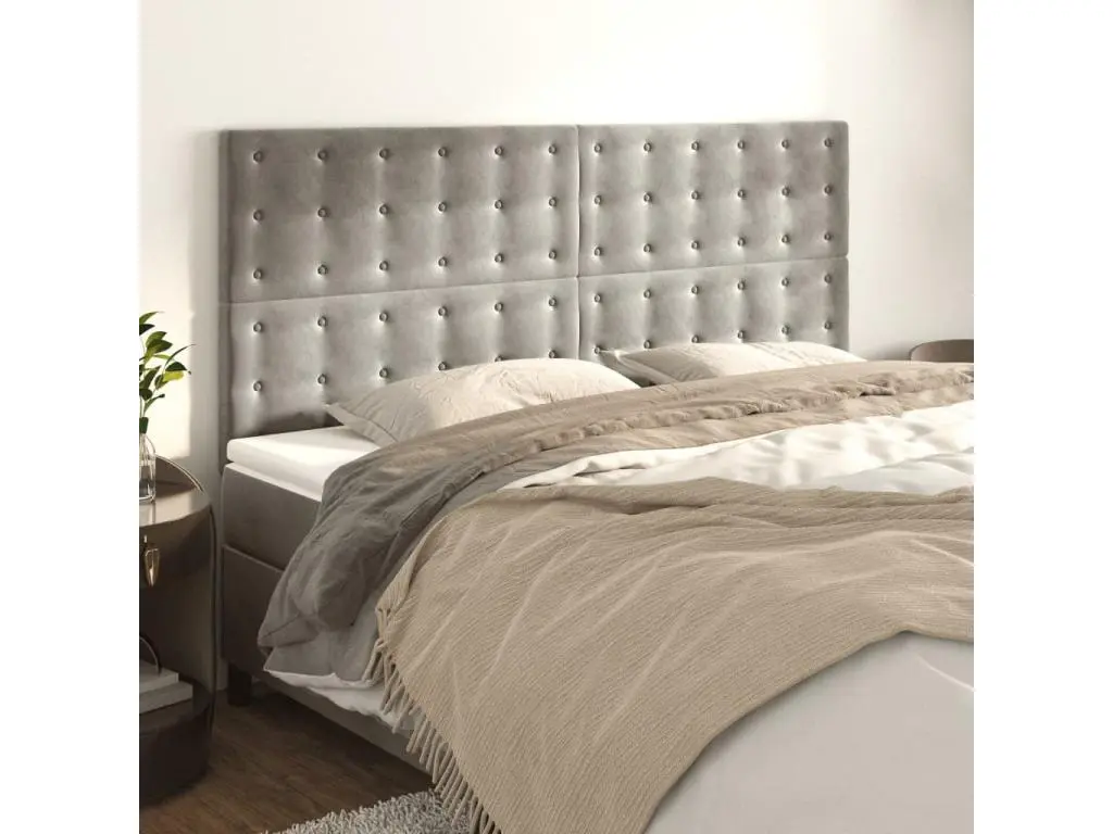 vidaxl Têtes de lit 4 pcs Gris clair 90x5x78/88 cm Velours