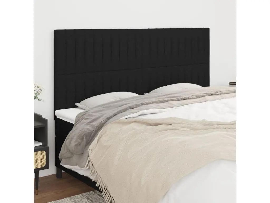 vidaxl Têtes de lit 4 pcs Noir 100x5x78/88 cm Tissu